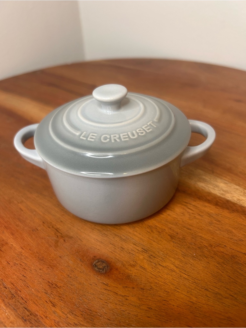 Le Creuset Light Gray Mini Cocotte with Lid